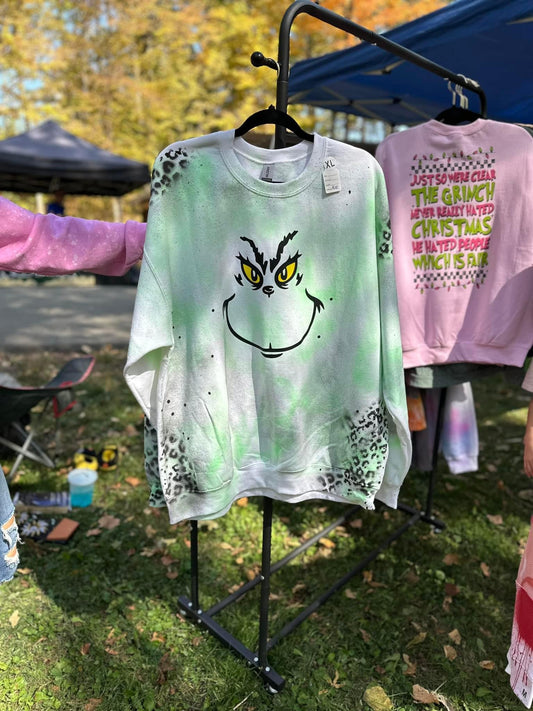 Grinch Face Dyed Crewneck